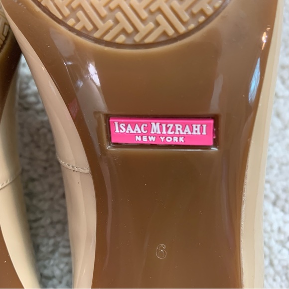 NEW! Women's ISAAC MIZRAHI Nude BEIGE Patent Leather ISLAMIS Spike Heel PUMPS  6 - Picture 5 of 6